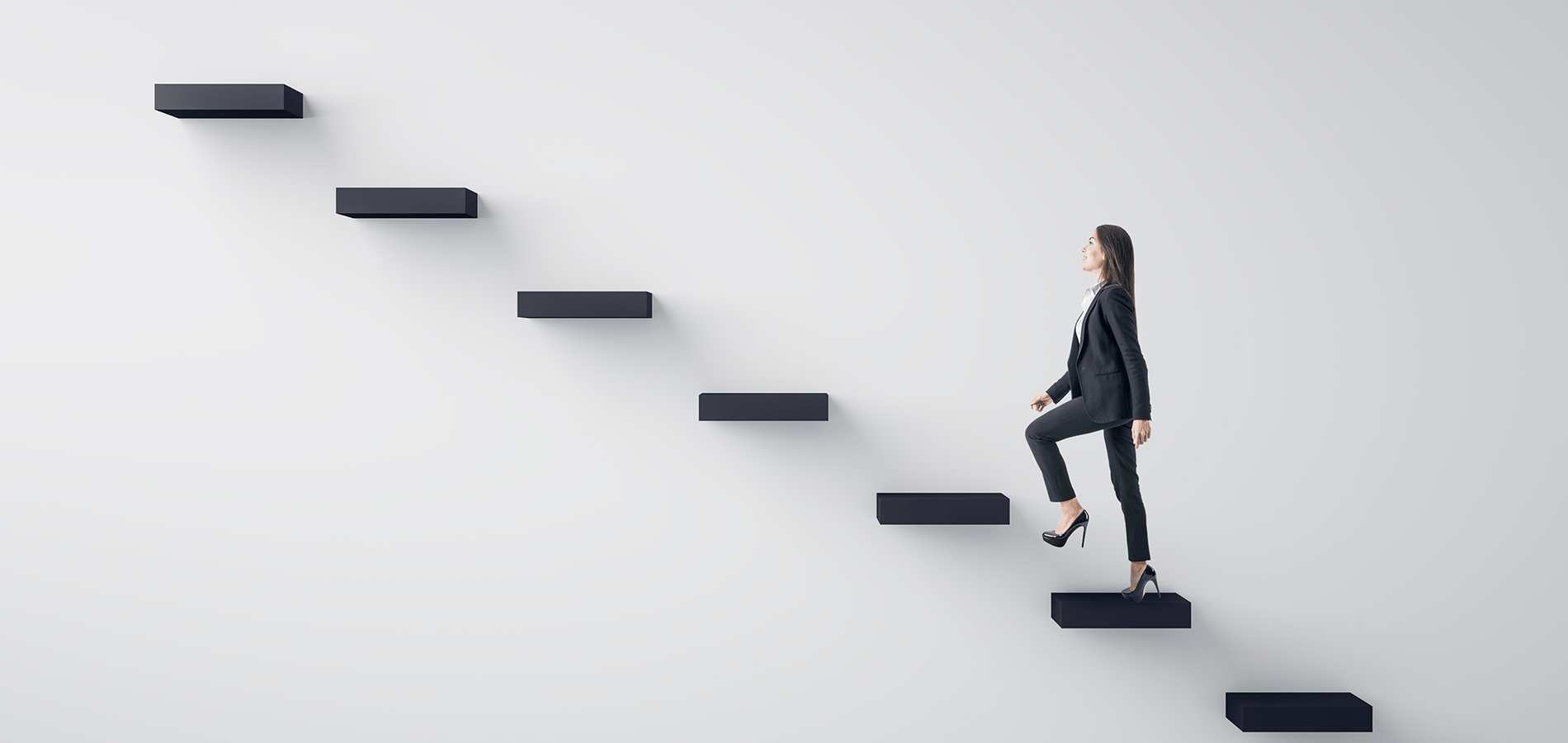 woman walking up steps