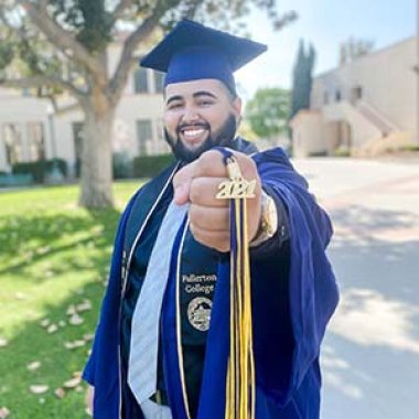 Fullerton College student shows tassel