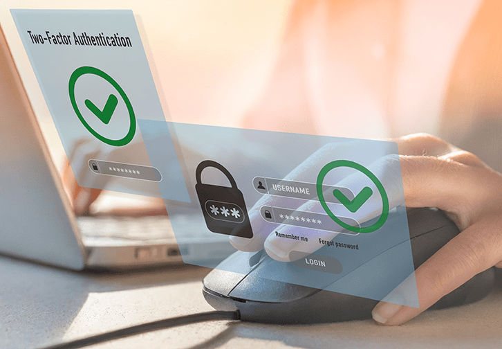 person using two-factor authentication on computer