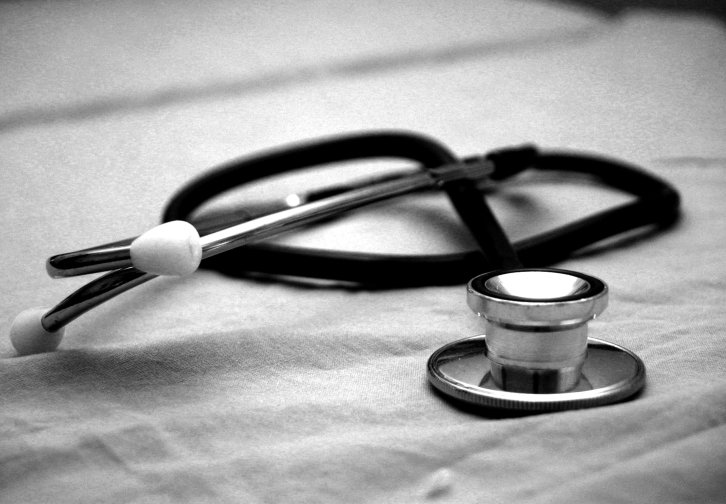 stethoscope on fabric b+w