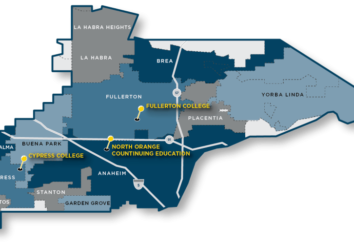 NOCCCD District Area Map