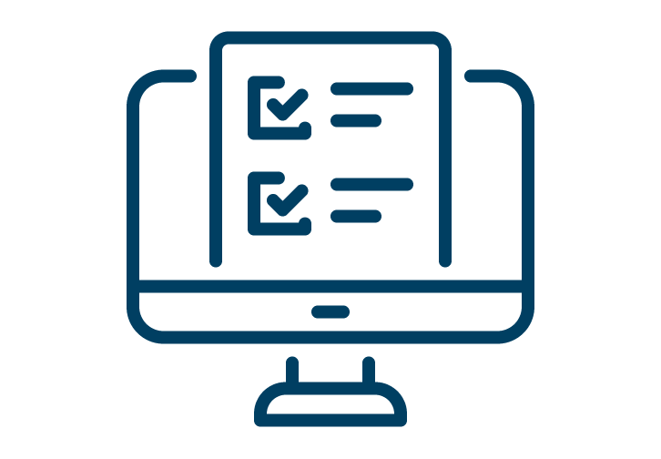 icon of computer screen with checklist