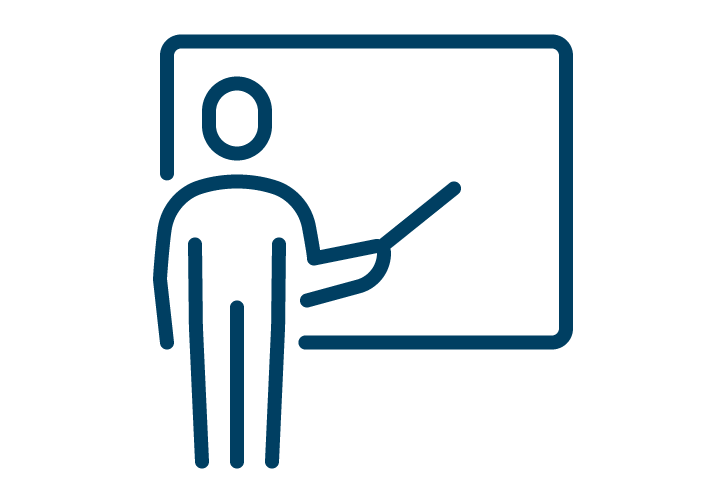 icon of person standing in front of board