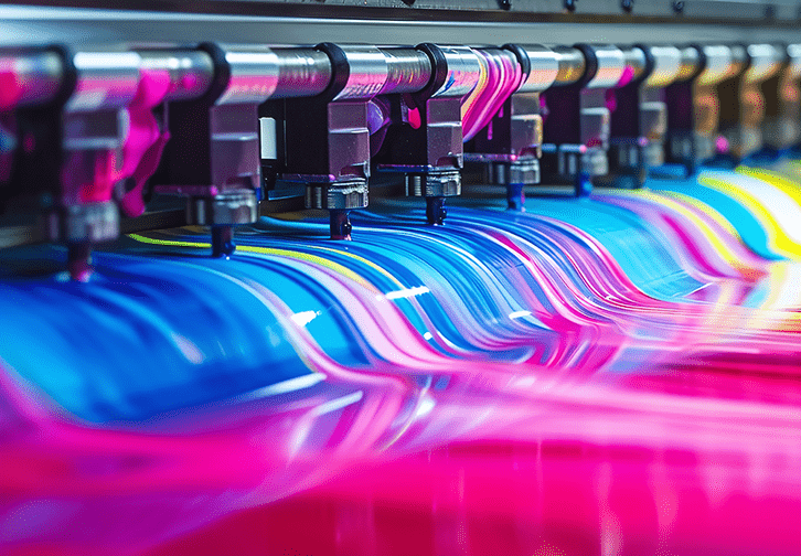 colorful ink coming out of a printer