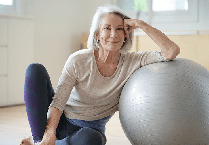 woman with exercise ball