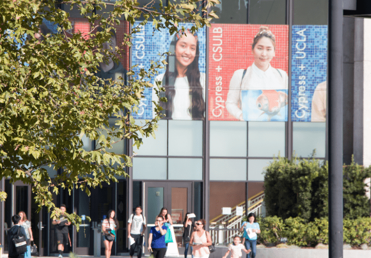 students walking outside at Cypress College