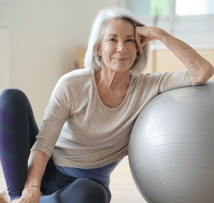 woman with exercise ball