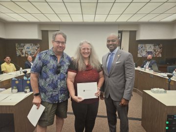 Chancellor Clift Breland with retirees at Board Meeting