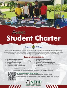 Flier promoting Cypress College's A2MEND Student Charter